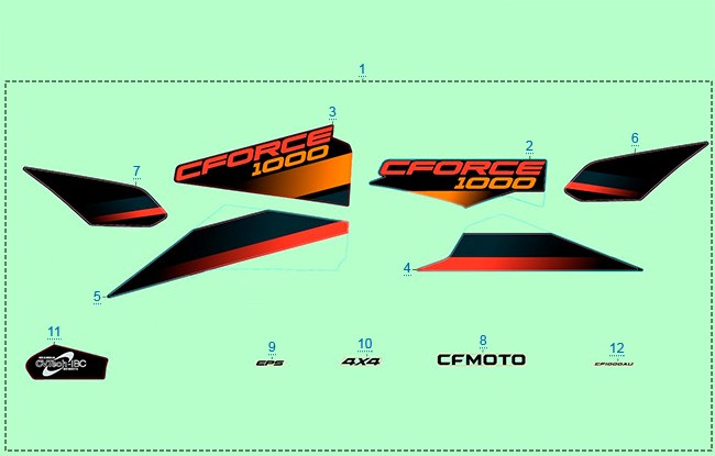РАСПОЛОЖЕНИЕ СТИКЕРОВ (ОРАНЖЕВЫЙ LAVA ORANGE) 2022 — схема