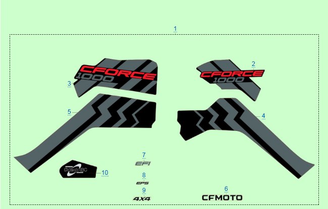 РАСПОЛОЖЕНИЕ СТИКЕРОВ CFORCE (ОРАНЖЕВЫЙ_LAVA ORANGE) 2021 — схема