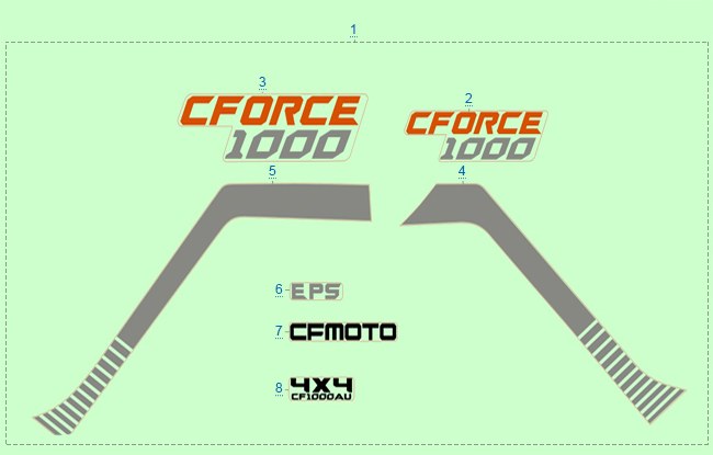 РАСПОЛОЖЕНИЕ СТИКЕРОВ CFORCE (ОРАНЖЕЫЙ_СЕРЫЙ_CRYSTAL ORANGE_GHOST GREY) — схема