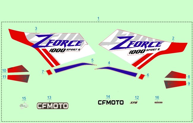 РАСПОЛОЖЕНИЕ СТИКЕРОВ (БЕЛЫЙ PEARL WHITE) 2023 — схема
