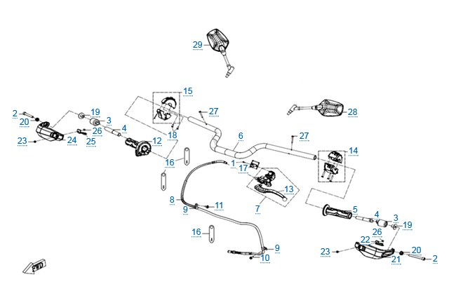 ДЕТАЛИ РУЛЯ Touring (ABS) — схема